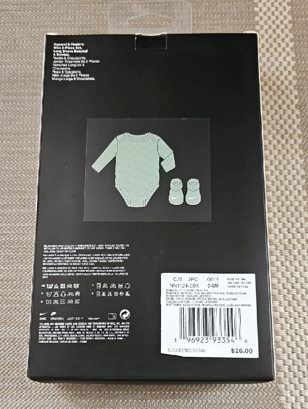 Nike Green Gray Baby 2-Piece Set - Bodysuit & Booties - Picture 2 of 2